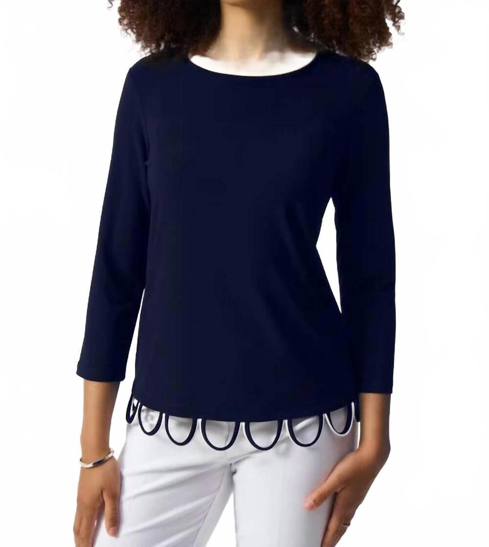 NEW JOSEPH RIBKOFF loop detail fitted top in midnight blue/vanilla